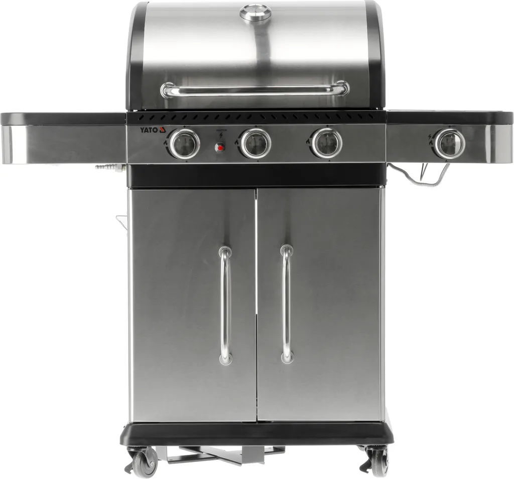 Gril gaz inox 11,2kW : fini les cuissons ratées avec 3+1 brûleurs