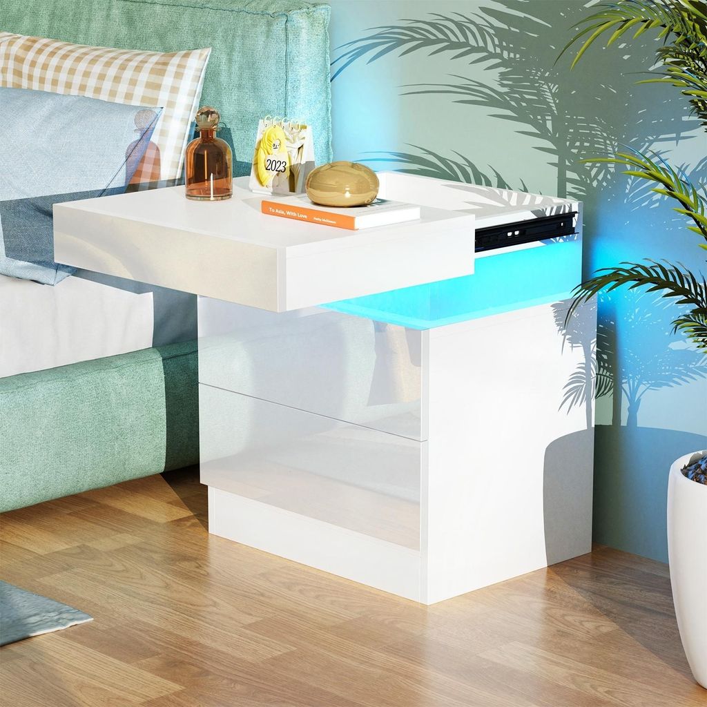 Nachttisch,Nachtschrank mit Led Licht,Einstellbare Produktbild