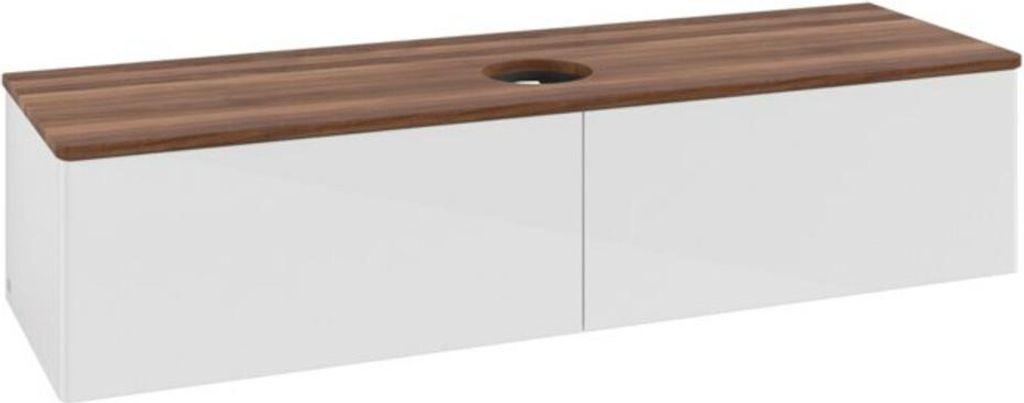 V&B Waschtischunterschrank ohne Frontstruktur -Beleuchtung Antao 160x50cm, WBP-farbe w. wal, glo wh. Lac