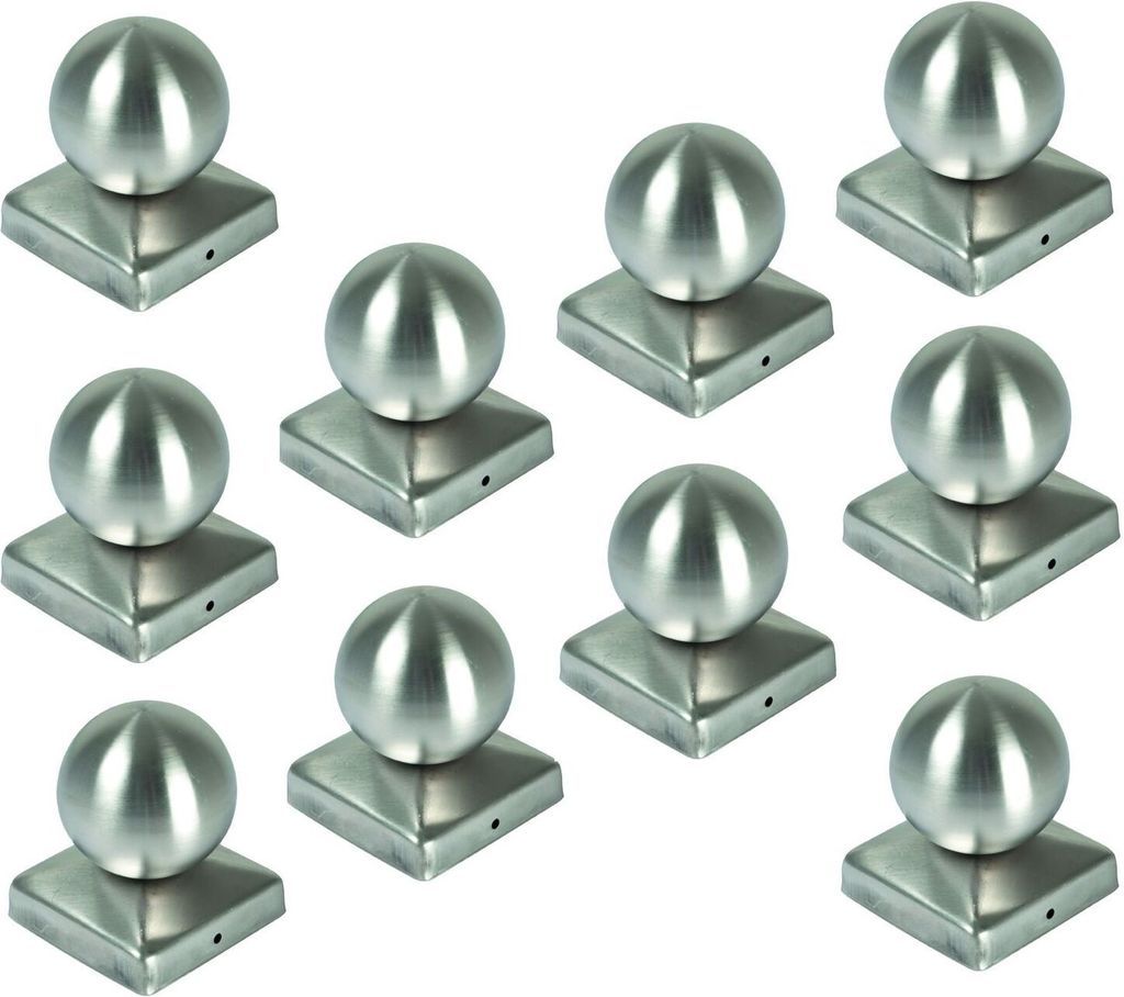 BURI 10x Edelstahl Pfostenkappe Kugel 90 x 90 mm Zaunkappe Produktbild 