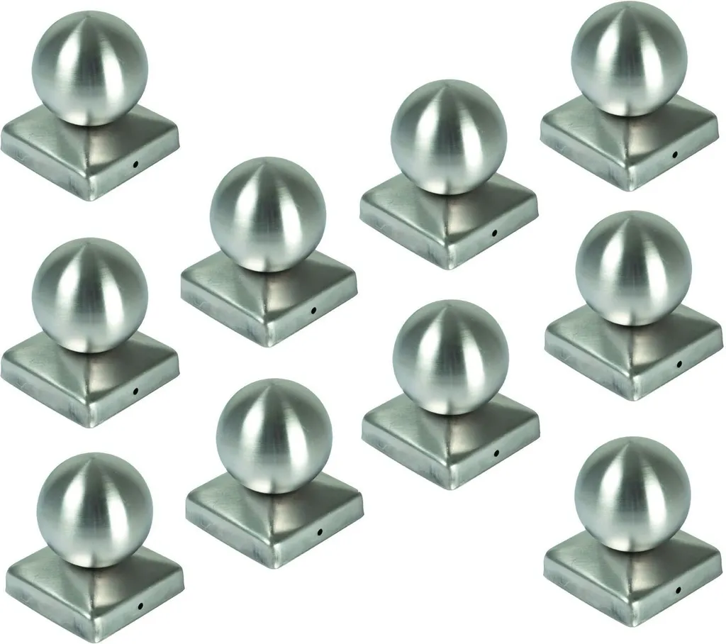 Couvercle de poteau 90x90 mm inox résistant aux intempéries avec boule
