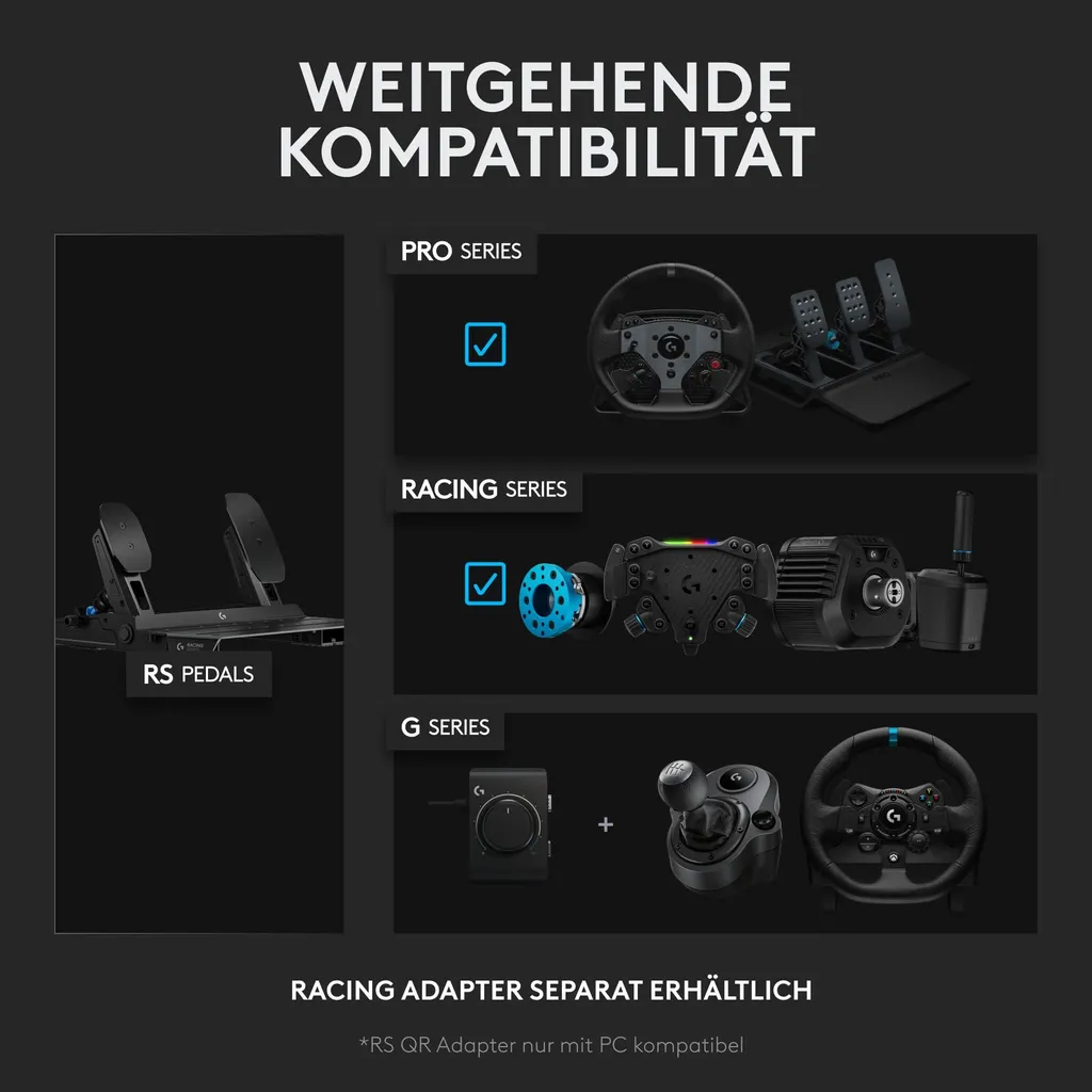 Logitech G RS Pedals avec Frein à Capteur de Pression et Châssis en Acier