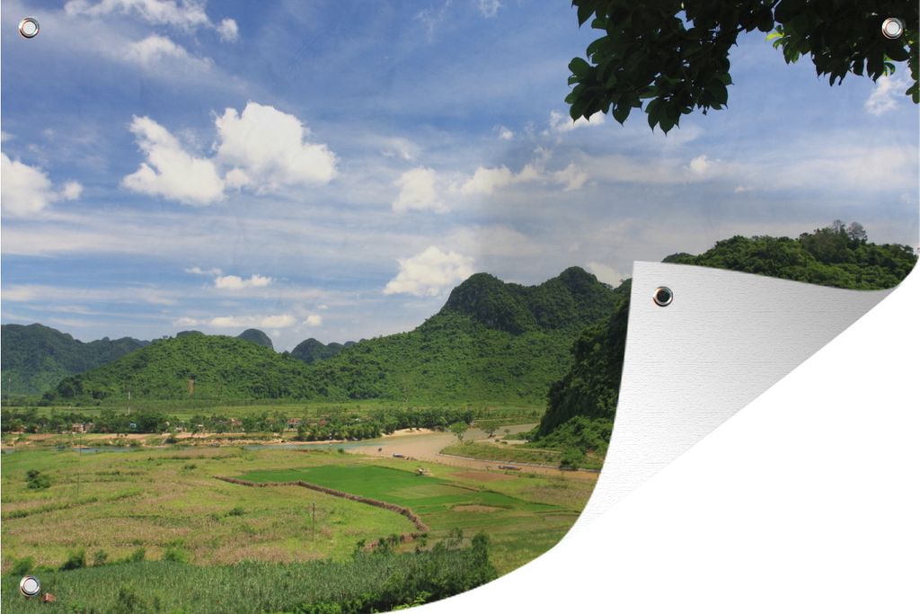 MuchoWow 120x80 cm Outdoor-Poster Gartendeko Sichtschutz Garten Poster für den Garten Eine weite Ebene im Bạch Mã-Nationalpark in Vietnam