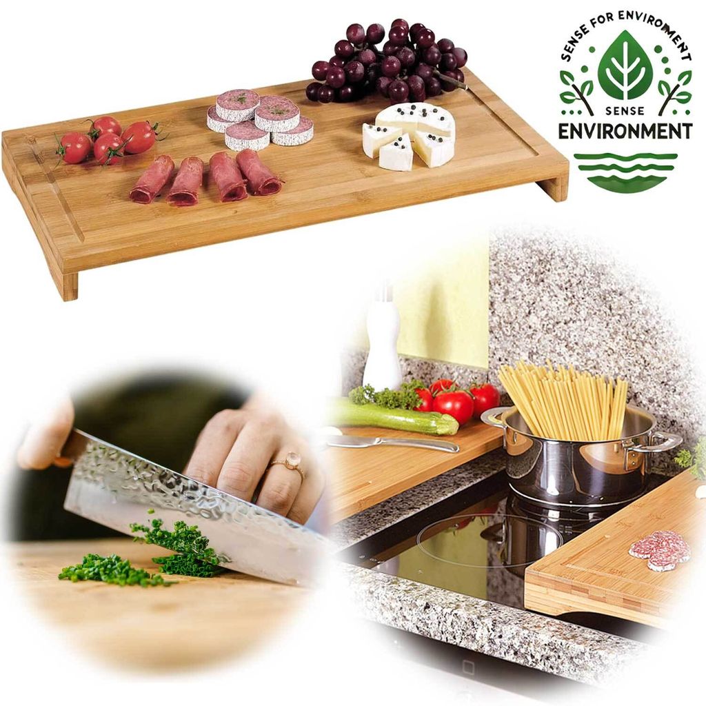 LS-LebenStil XL Holz Schneidebrett Herdabdeckplatte 54x28cm Küchenbrett Holzbrett Abdeckung Herd Abdeckplatte Kochfeld-Abdeckung Ceranfeld Induktion