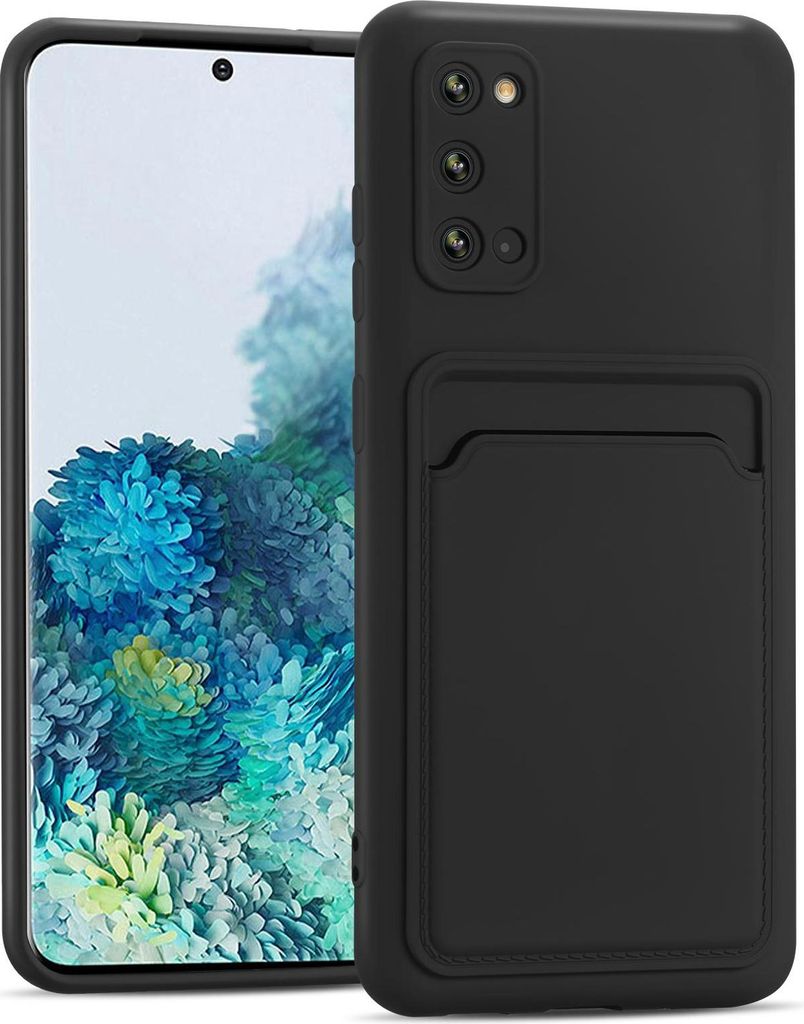 Handyhülle für Samsung Galaxy S20 Hülle Silikon Schutzhülle mit Kartenfach Slim Wallet Case, Schwarz