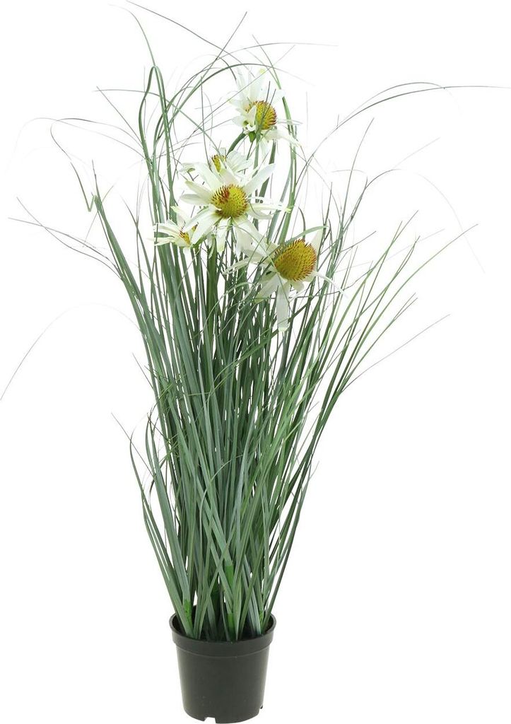 Gras mit Echinacea künstlich im Topf Weiß 56cm Dekoration Frühlingsdeko