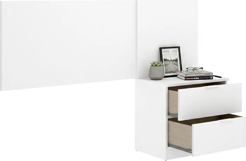 Lead Tête de lit 34x141 cm Blanc avec Table de Chevet Intégrée - Moderne