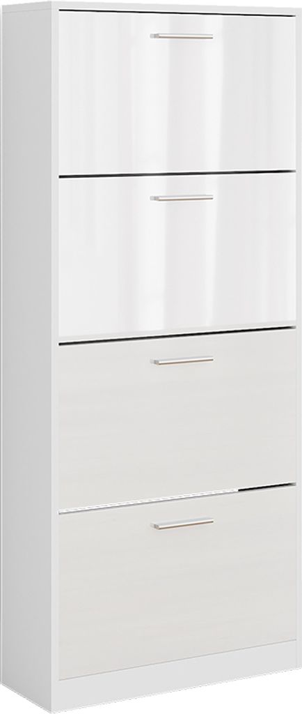 Schuhkipper Vicco Gizmo Weiß/Weiß Hochglanz 59 x 137 cm mit 4 Fächern, Model 51912