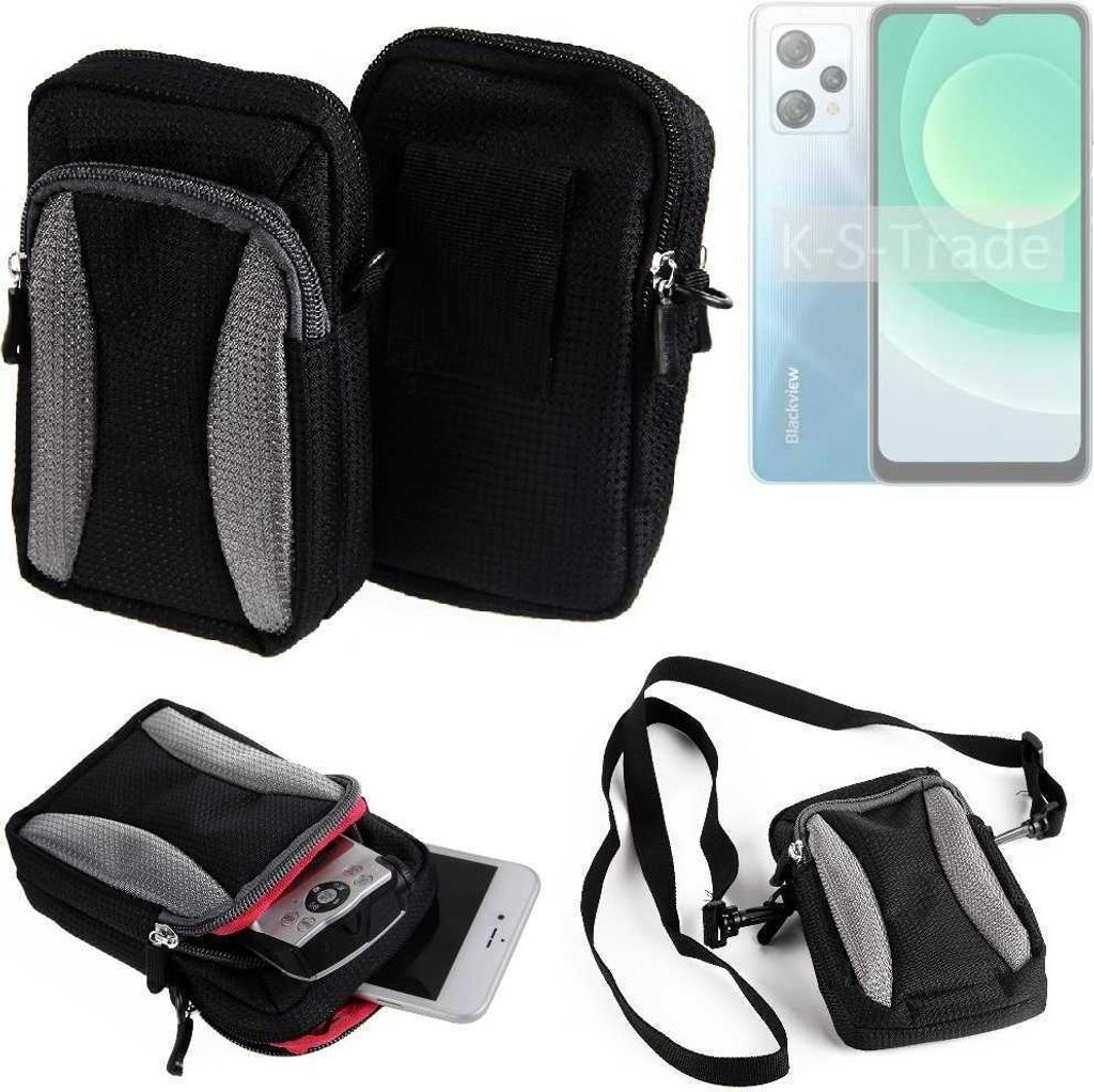 K-S-Trade Holster Schutz Hülle kompatibel mit Blackview A53 Handy Hülle Gürteltasche Umhängetasche mit Zusatzfach schwarz