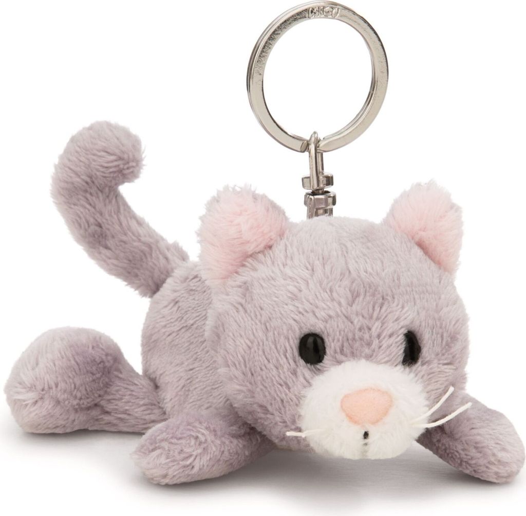 Nici Schlüsselanhänger Katze grau 10cm liegen Produktbild 