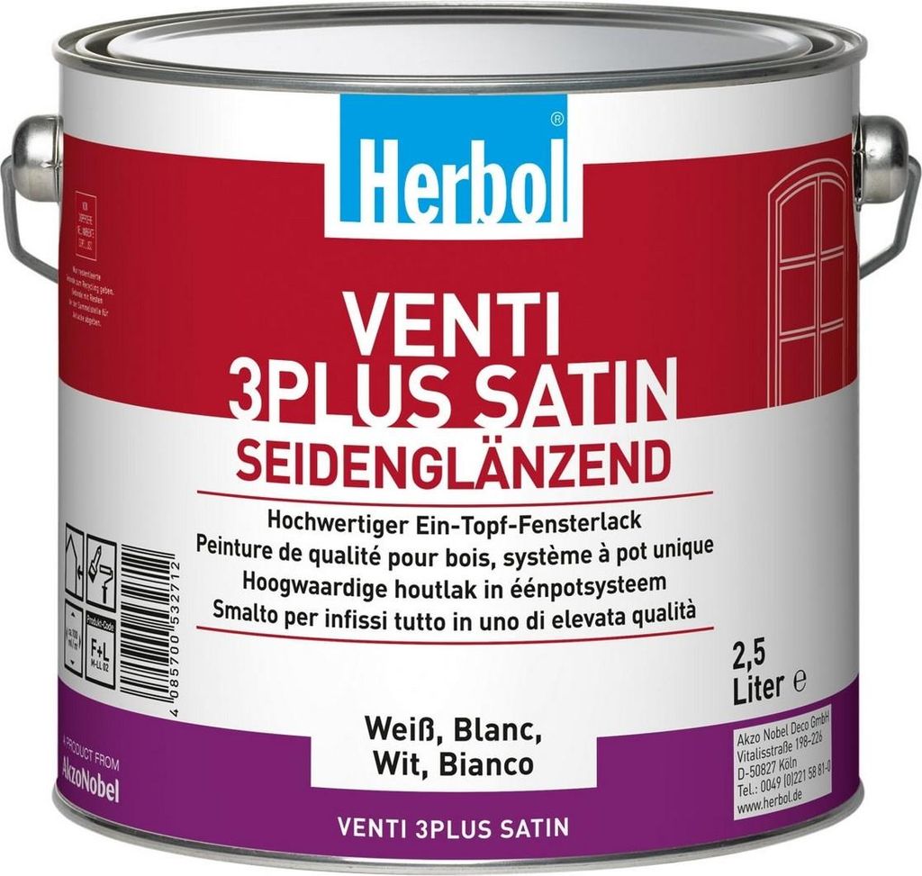 Herbol Venti 3Plus Satin, Farbe, Fertig gemischt, Fenster, Produktbild 