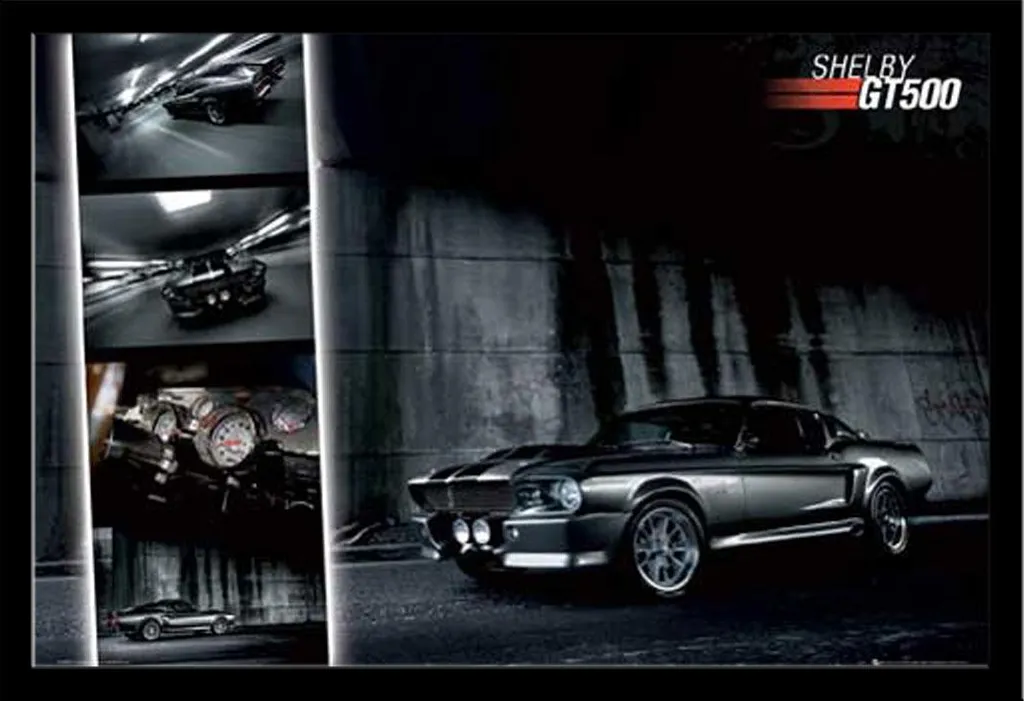 Cadre Photo Shelby GT500 Anti-Reflet Vitre Acrylique Shinsuke et MDF Noir