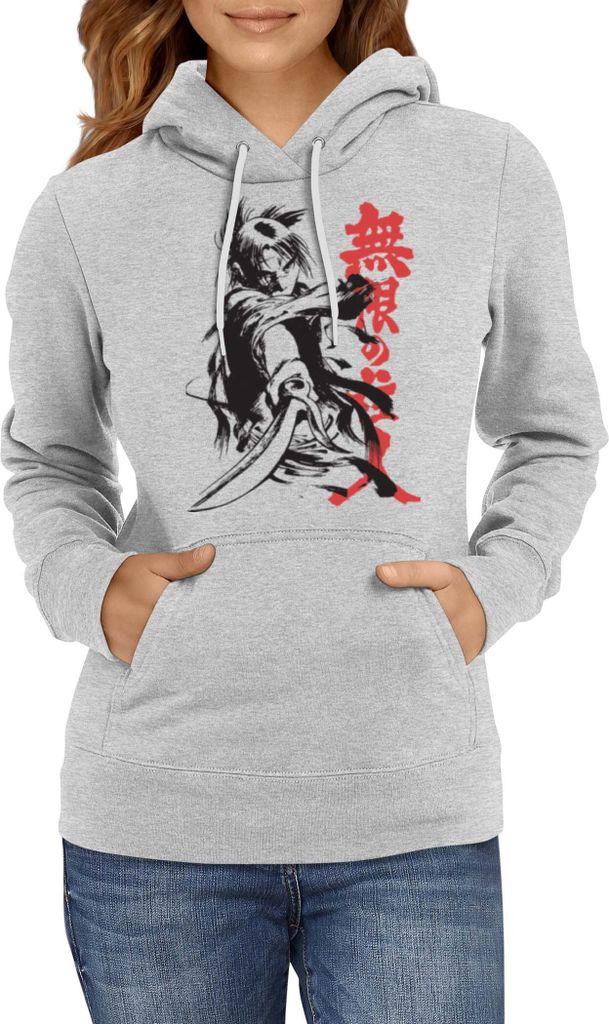 Damen Kapuzenpullover Japan Manga Anime Comics Blade Of The Immortal Samurai, Lady XL / Grau