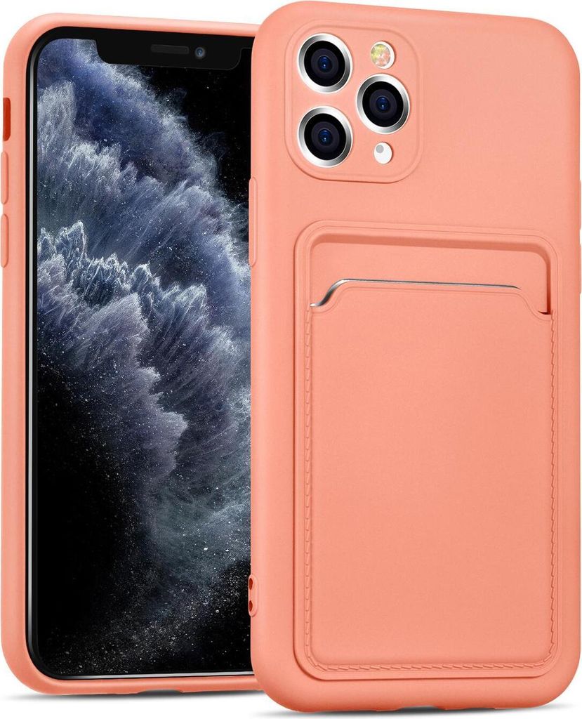 Conie Schutzhülle für iPhone 11 Pro mit Kartenfach Tasche Case Cover Bumper Silikon Hülle in Rosa