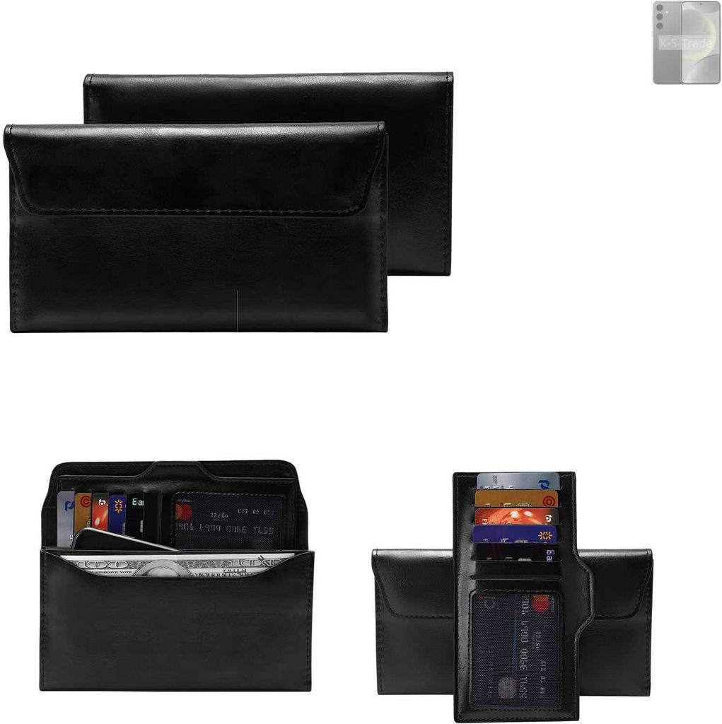 K-S-Trade Handy Hülle kompatibel mit Samsung Galaxy S24 Exynos Schutz Hülle Tasche Schutz Case Handytasche Kunstleder schwarz, 1x