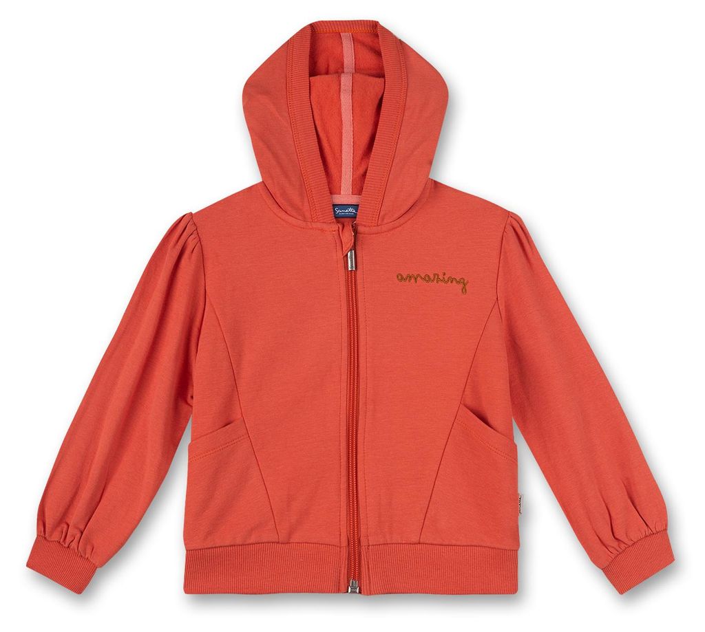 Sanetta Kidswear Mädchen-Sweatjacke Orange Flowers for You 140
