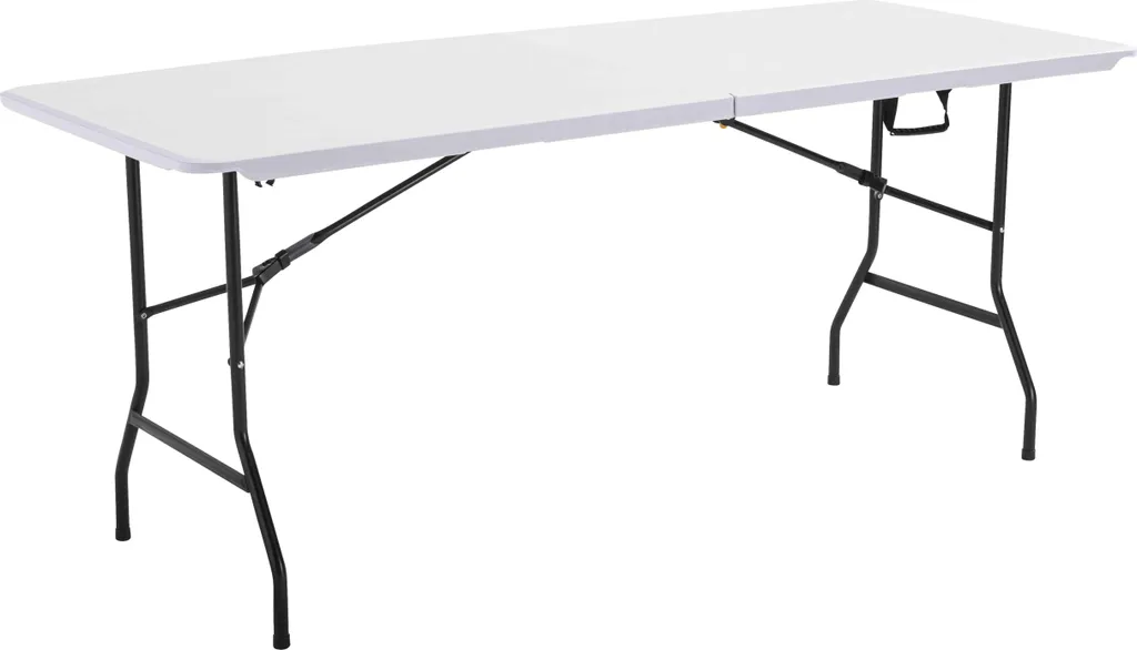 Table valise 180x70 cm transportable en plastique blanc haute densité