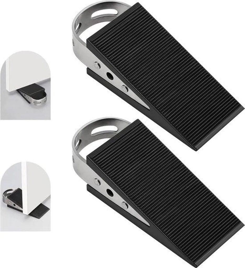 Cale-porte robuste en gomme noire antidérapante pour carrelage et sol uni