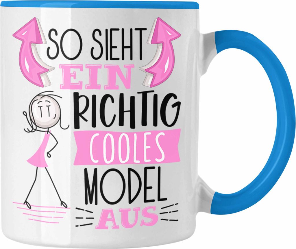 Trendation - Model Tasse Geschenk So Sieht Ein RIchtig Cooles Model Aus Geschenkidee Lustiger Spruch Geburtstag Becher Kaffeetasse (Blau)