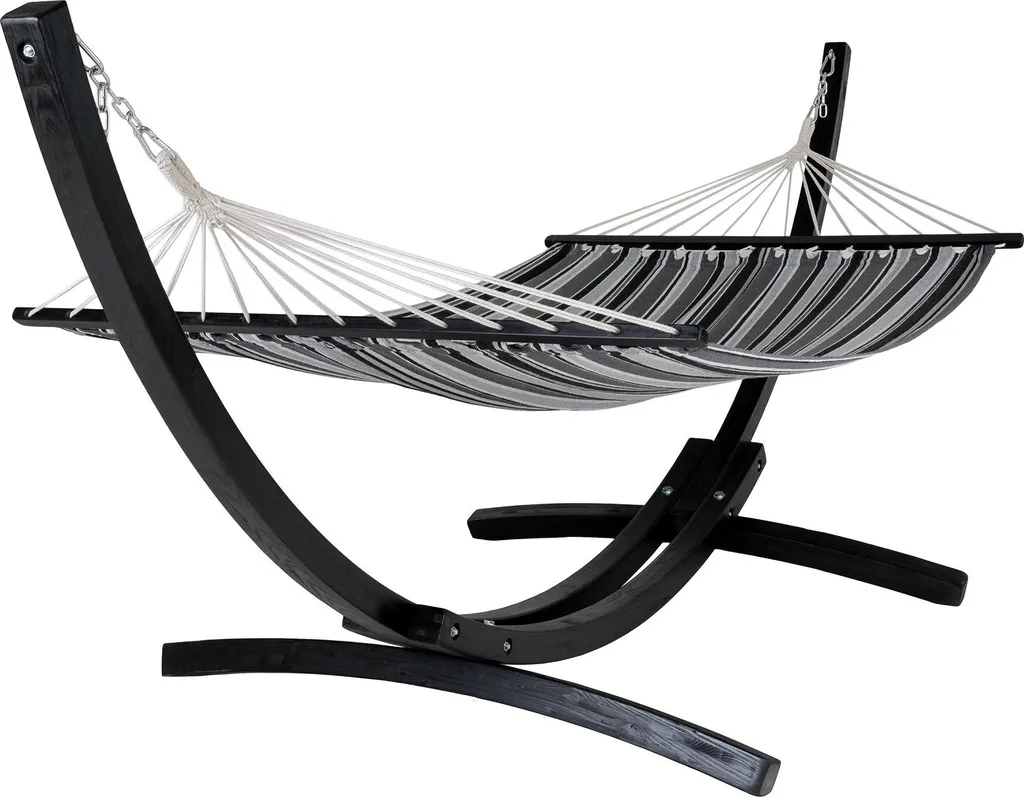 Hamac Tripoli gris noir confortable - Finis les maux de dos au jardin