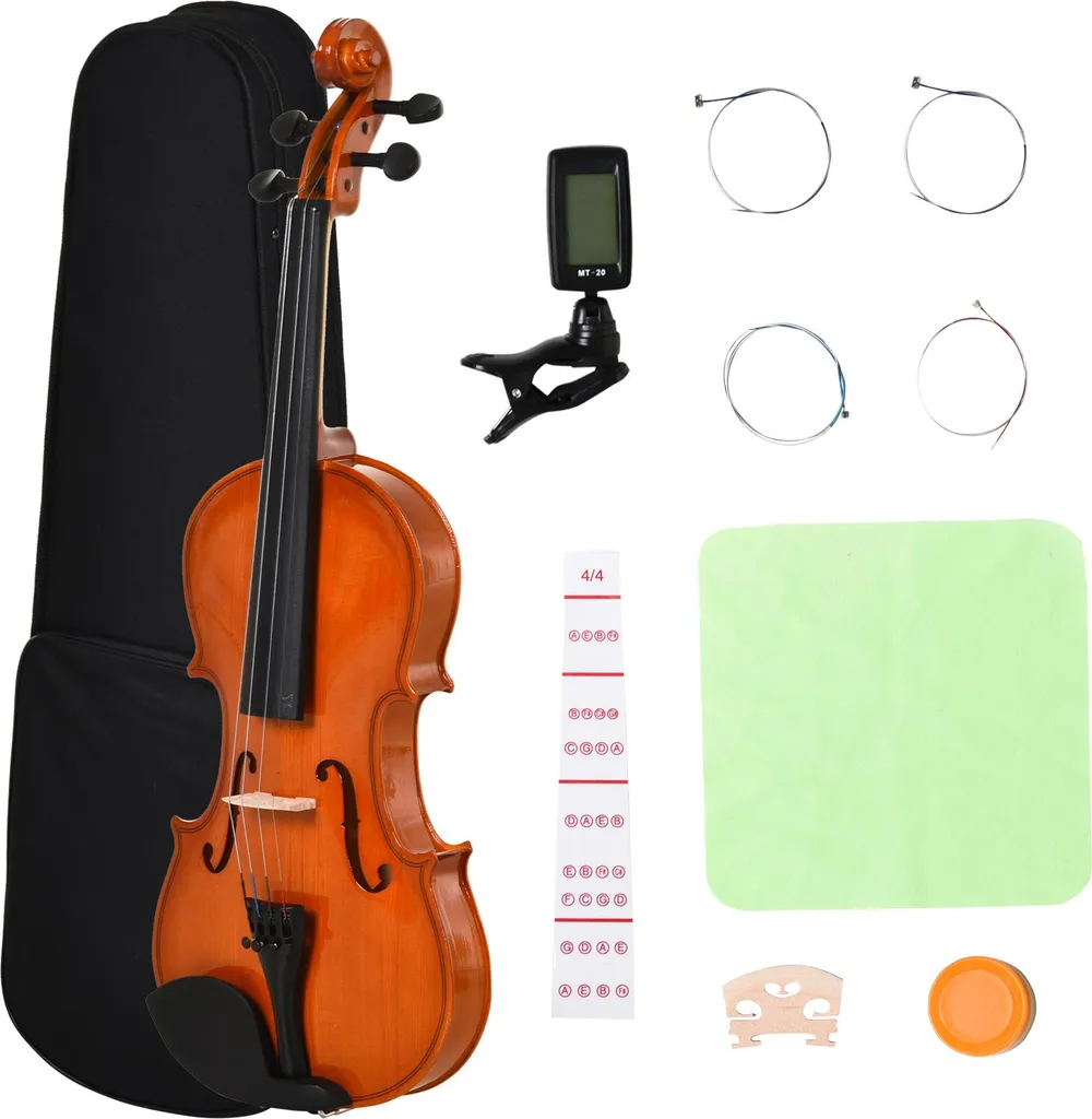 Violon 4/4 pleine grandeur en épicéa et érable avec étui et archet complet
