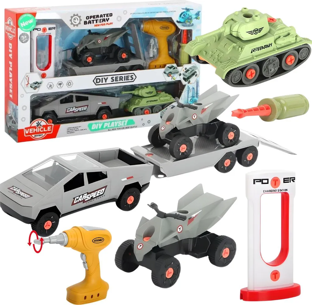 Voiture à Démonter avec Remorque Réservoir et Quad - Kit Complet