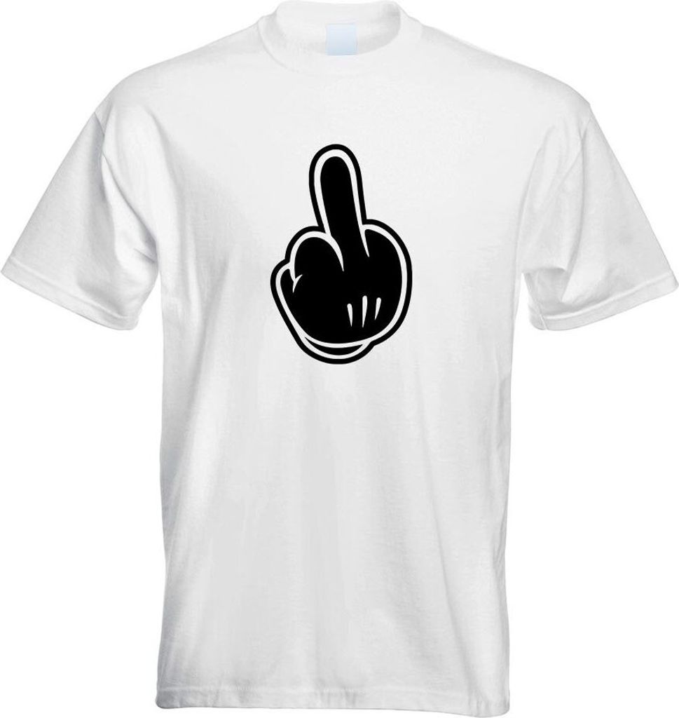 Kiwistar - T-Shirt - Weiss - Mittelfinger - FCK Fick Dich! Motiv Bedruckt Funshirt Design Print - mit Motiv Bedruckt - Funshirt Design - Sport - Fr...