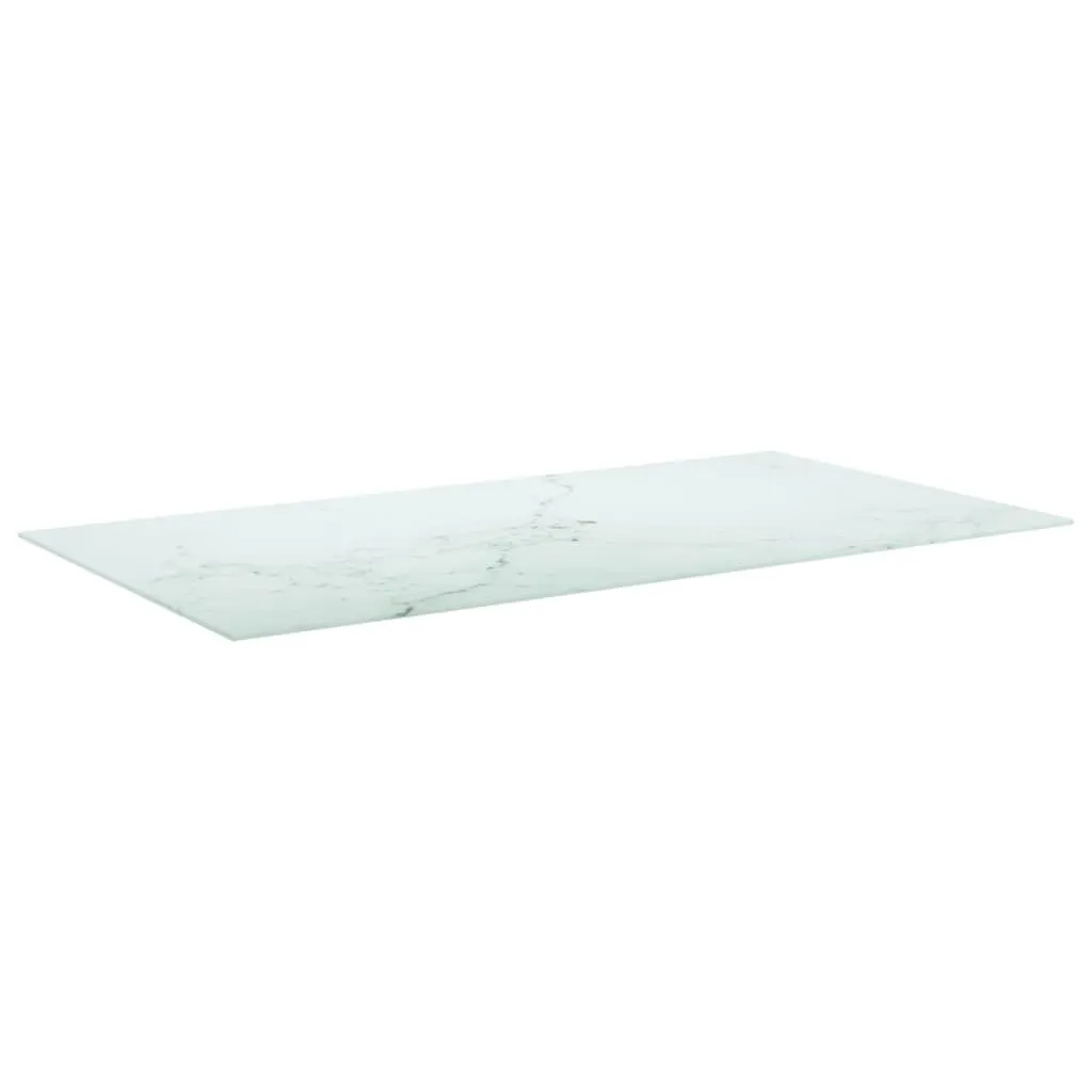 Plateau en verre trempé 8 mm blanc effet marbre 120x65 cm ultra robuste