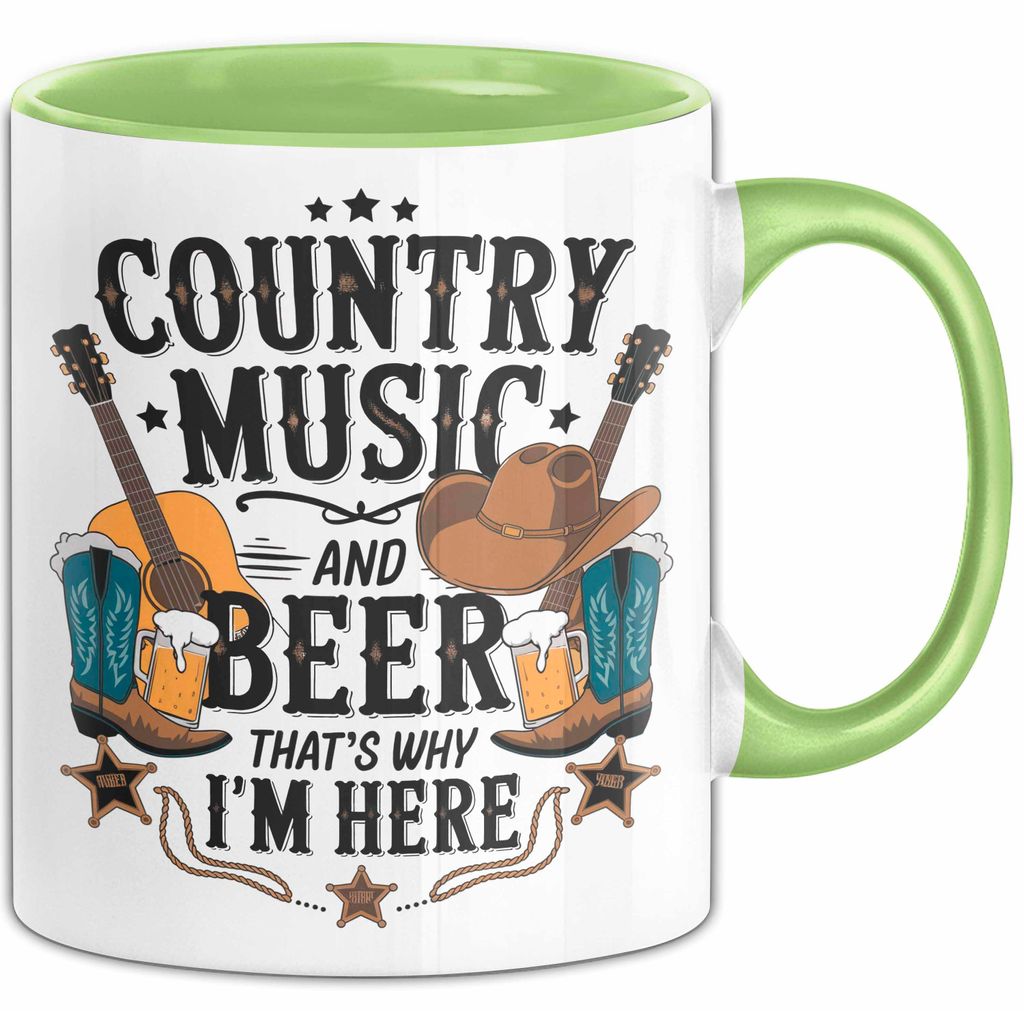 Country Musik Bier Tasse Geschenk Lustige Geschenkidee (Grün)
