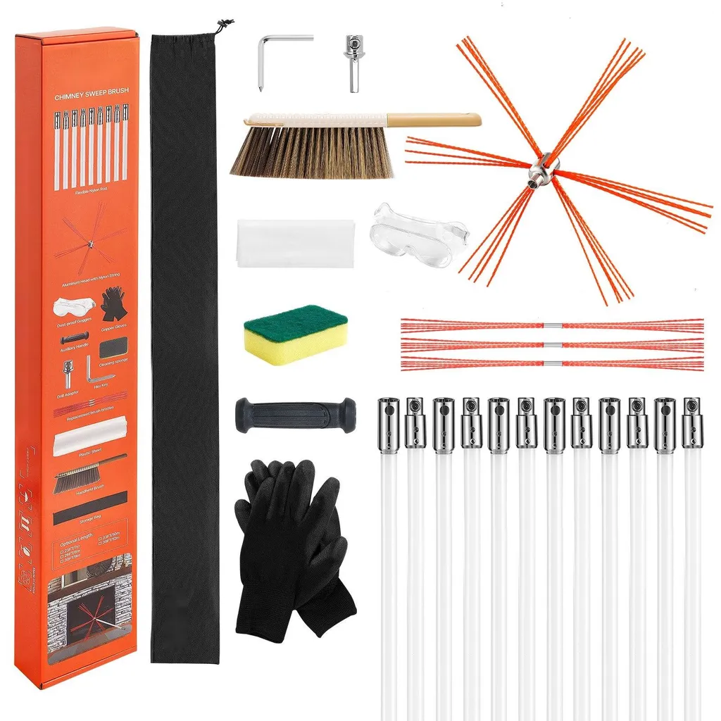 Éliminez la suie avec le kit ramonage 12m pour conduits à angles droits