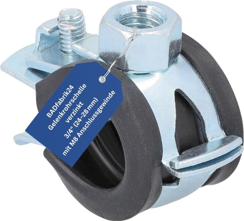 BADfabrik24 Gelenkrohrschelle verzinkt 3/4", 24 - 28mm M8