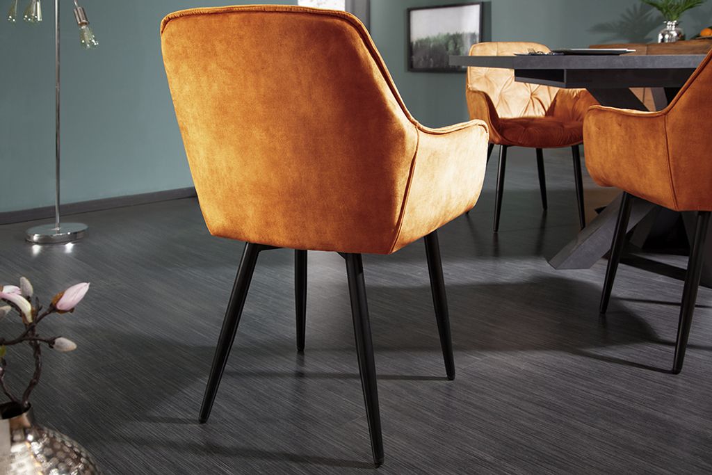 riess-ambiente Design Stuhl MILANO senfgelb Samt mit Produktbild 5