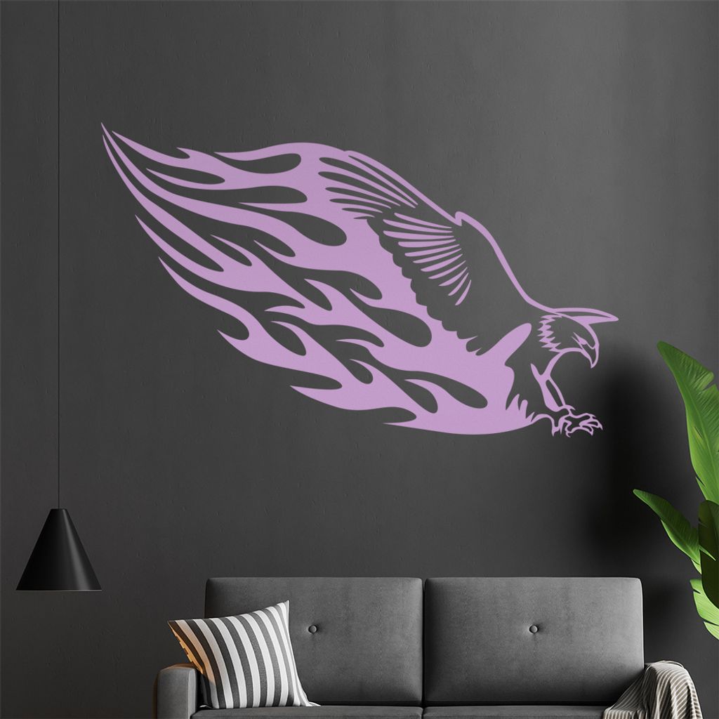 Flammen Adler Wandtattoo in 6 Größen - Wandaufkleber Wall Sticker - Dekoration, Küche, Wohnzimmer, Schlafzimmer, Badezimmer