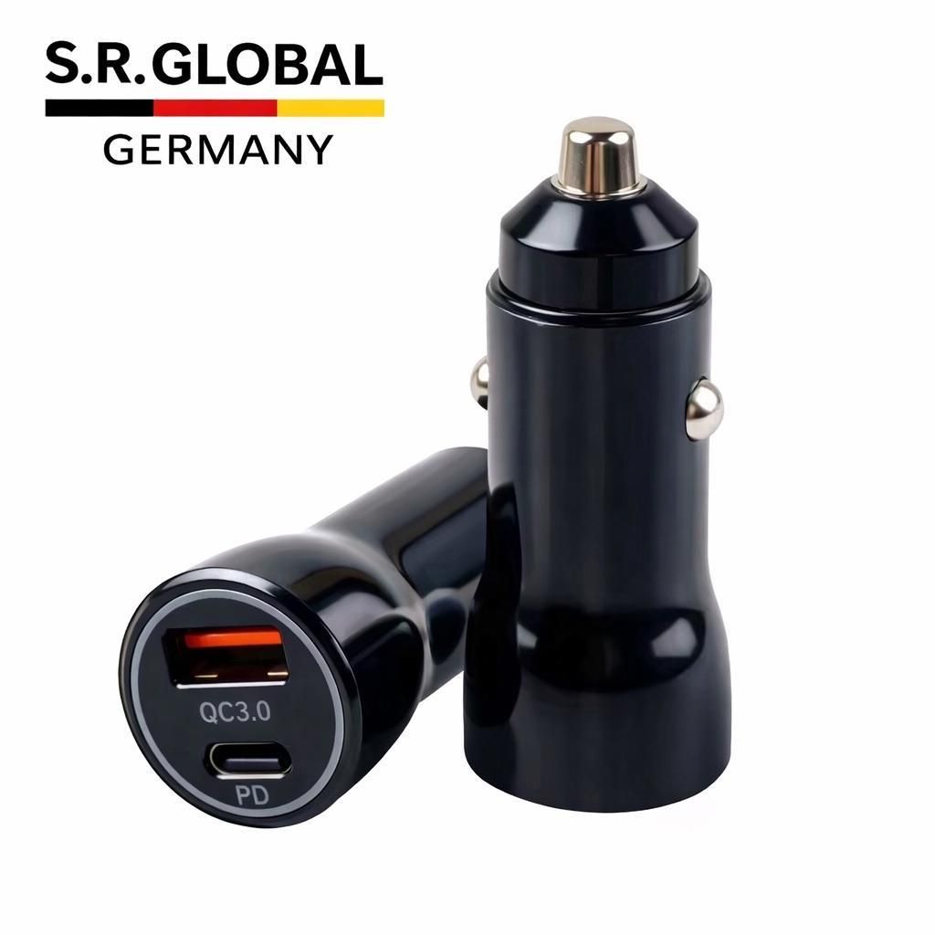 Auto Ladegerät USB A & USB C 18W Dual USB Schwarz
