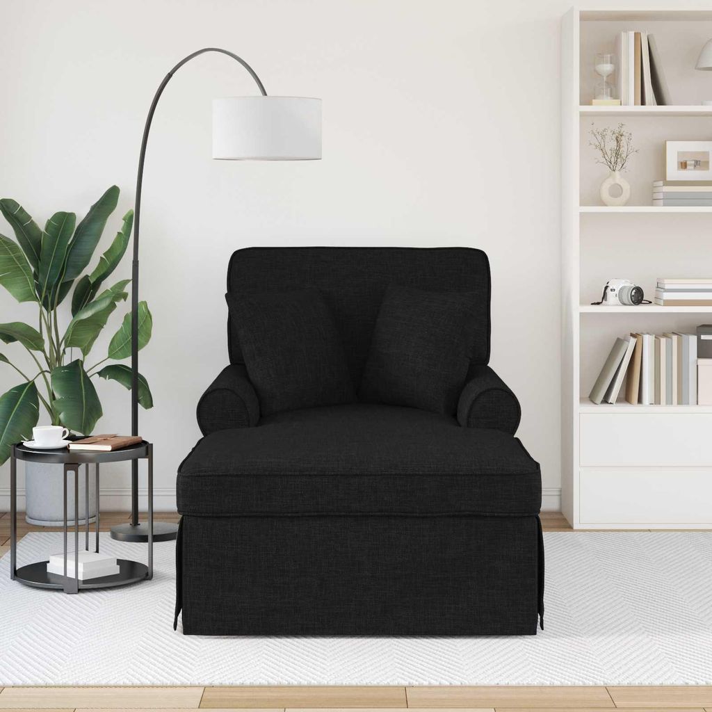 "Sonderangebot" Chaise Lounge mit Rock mit Kissen 3 pcs Schwarz Stoff - Recamieren GermanyMöbel1282718
