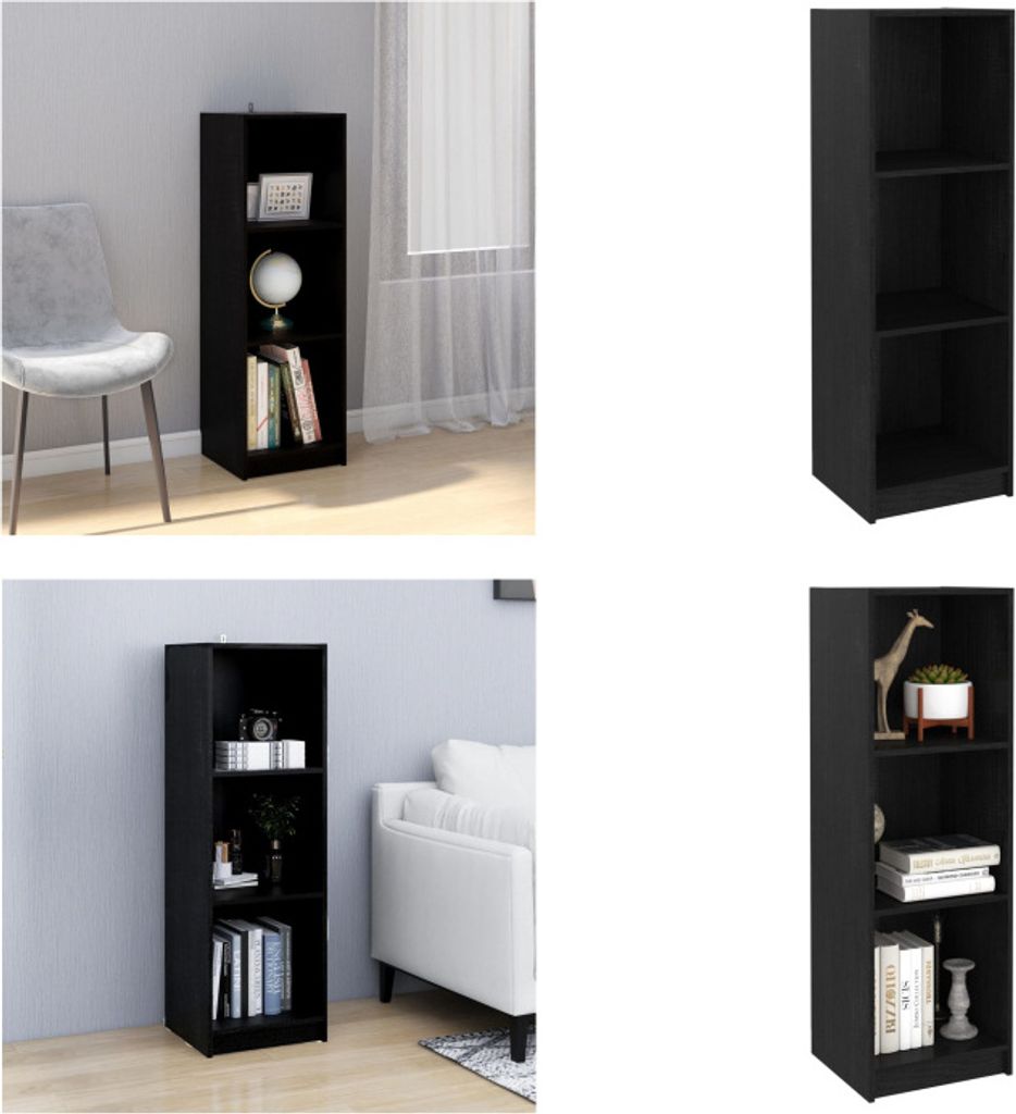 vidaXL Bücherregal/Raumteiler Schwarz 36x33x110 cm Massivholz Kiefer - Bücherregal - Bücherregale - Holz Bücherregal - Raumteiler