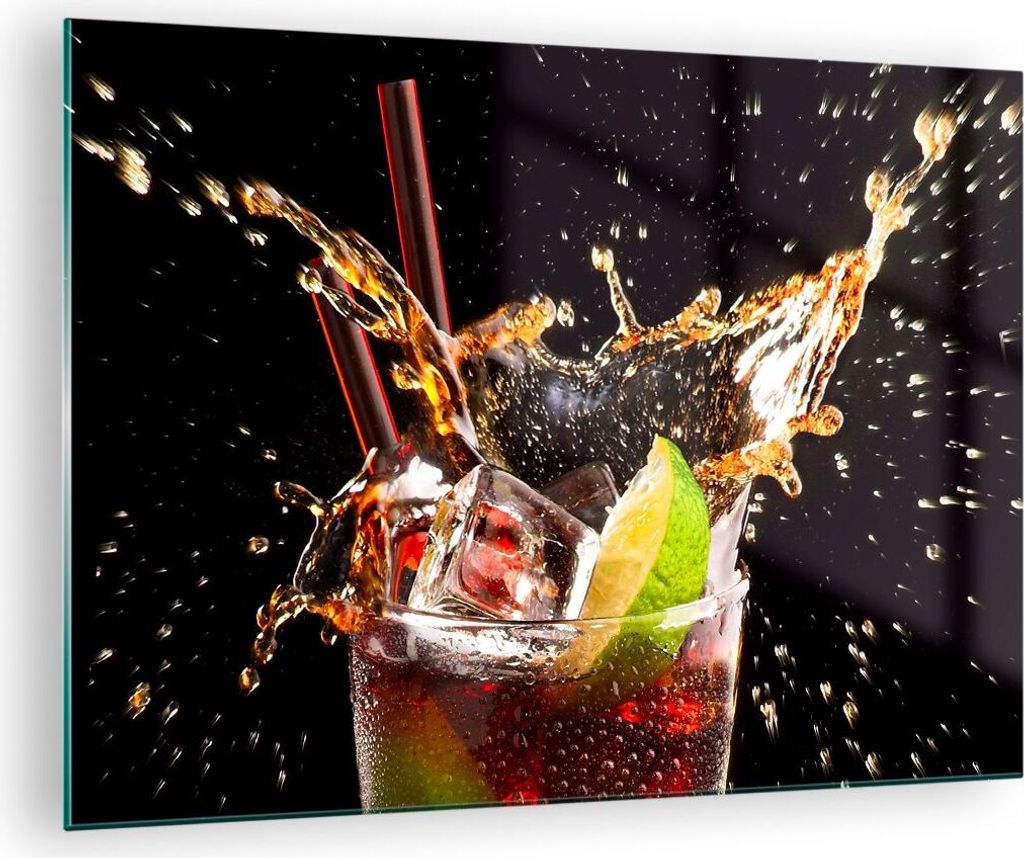 Bilder auf glas - Trinken saft cocktail nachtisch - 70x50cm - Glasbilder - Wandbilder - Kunstdruck - zum Aufhängen bereit - Wanddekoration aus Gla...