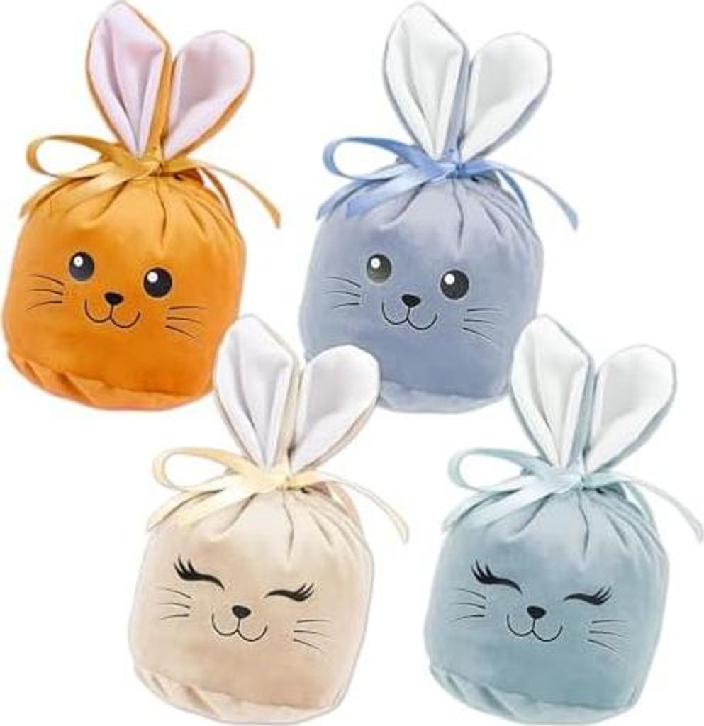 CZAYEFNH Osterkorb Set 8 Stück Hasenbeutel Samt 11x14cm bunt wiederverwendbar Geschenkbeutel für Ostereier Süßigkeiten Deko Frühling Kinder Pa...
