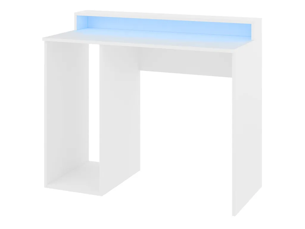 Bureau informatique blanc PACHO 2 à LED pour le télétravail à la maison
