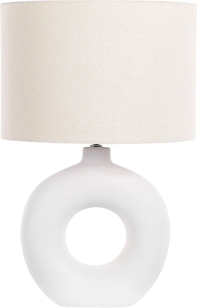 Lampe de salon moderne céramique blanche 58cm abat-jour beige cosy chic