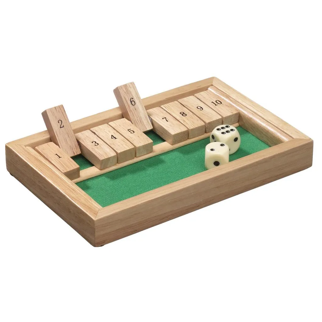 Jeu de Shut The Box mini en bois naturel - Version classique 9 clapets