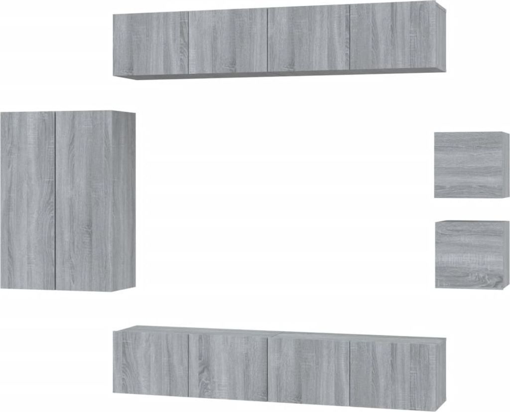 8-tlg. TV-Schrank-Set Grau Sonoma Holzwerkstoff