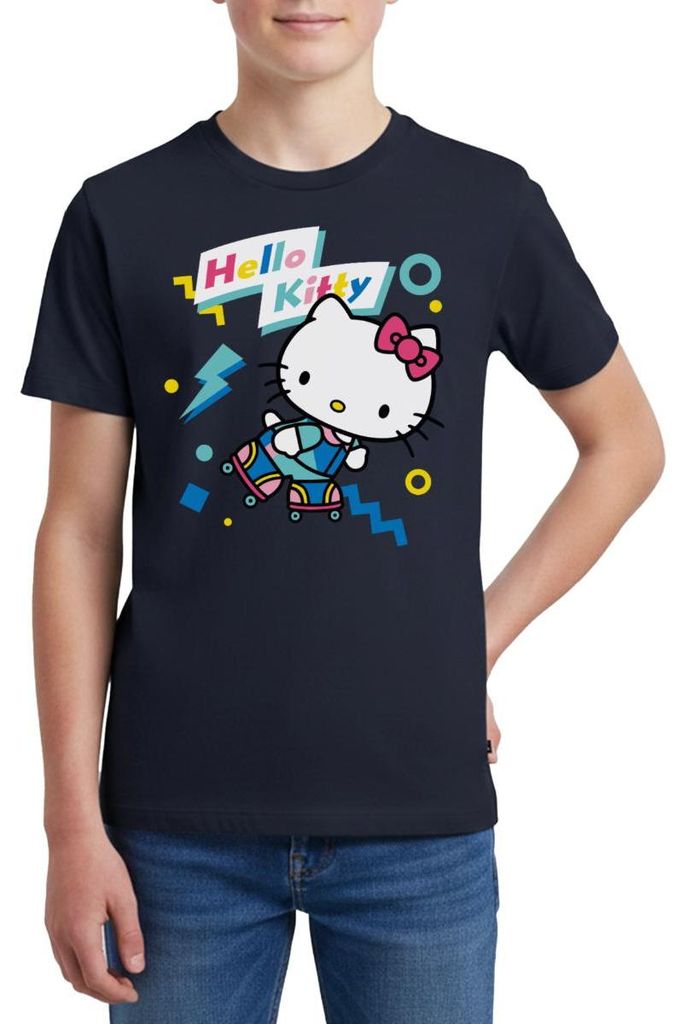 Spreadshirt Hello Kitty 90er Stil Mit Rollschuhen Teenager Premium T-Shirt, 158/164 (12 Jahre), Navy