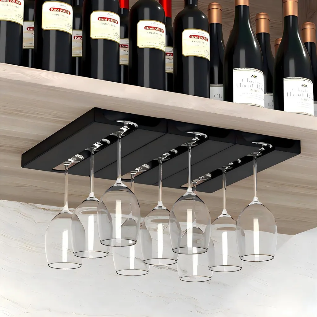 Porte-verres à vin suspendu : stop à la casse avec ce support noir métal