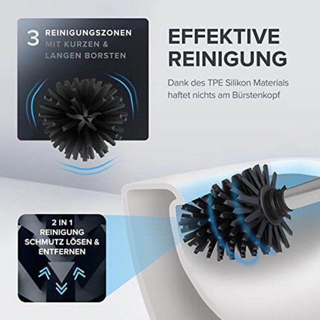 Silikon Toiletborstel mit Ventilatorfunktion, Wandmontage Produktbild 