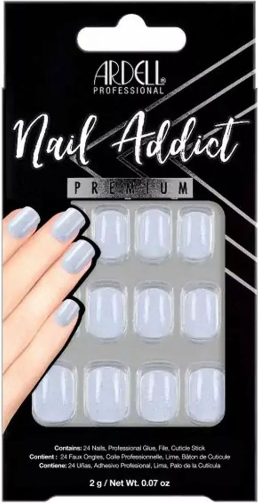 Ardell | 28 Tips - Künstliche Nägel - |Blau, Brokat| - Größe S - Tips - Nagelkleber - Crystal Glitter - Komplettset