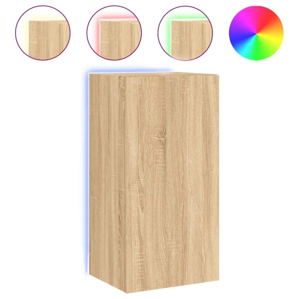 Mobile TV Parete LED Rovere Sonoma SYFAX 80cm | Arredo Moderno Chic