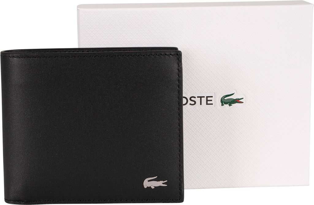 Lacoste Herren Brieftasche Leder Geldbörse, Schwarz One Produktbild 