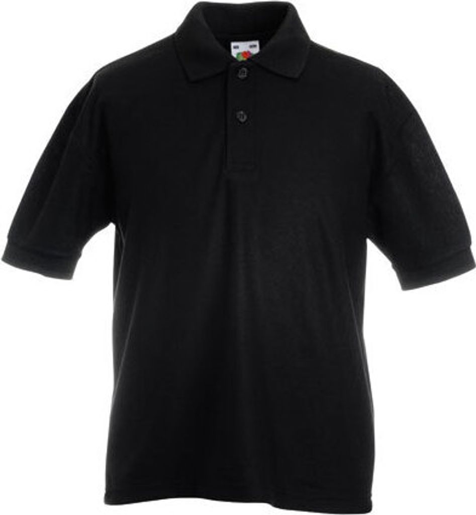 Fruit of the Loom - Kids 65/35 Piqué Polo - Black - 140