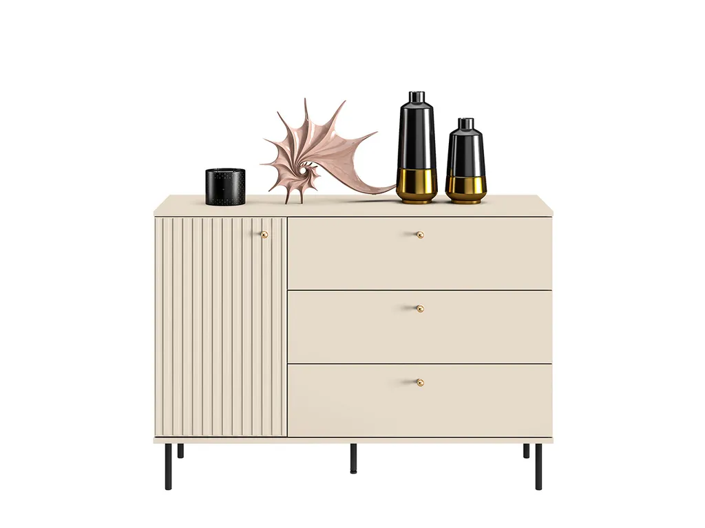 Commode design FAREL cachemire avec tiroirs soft-close et pieds métal